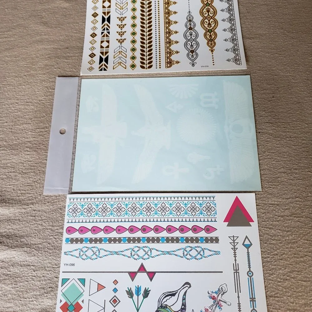 3 sheets Golden Silver Temporary Tattoo - Picture 2 of 15